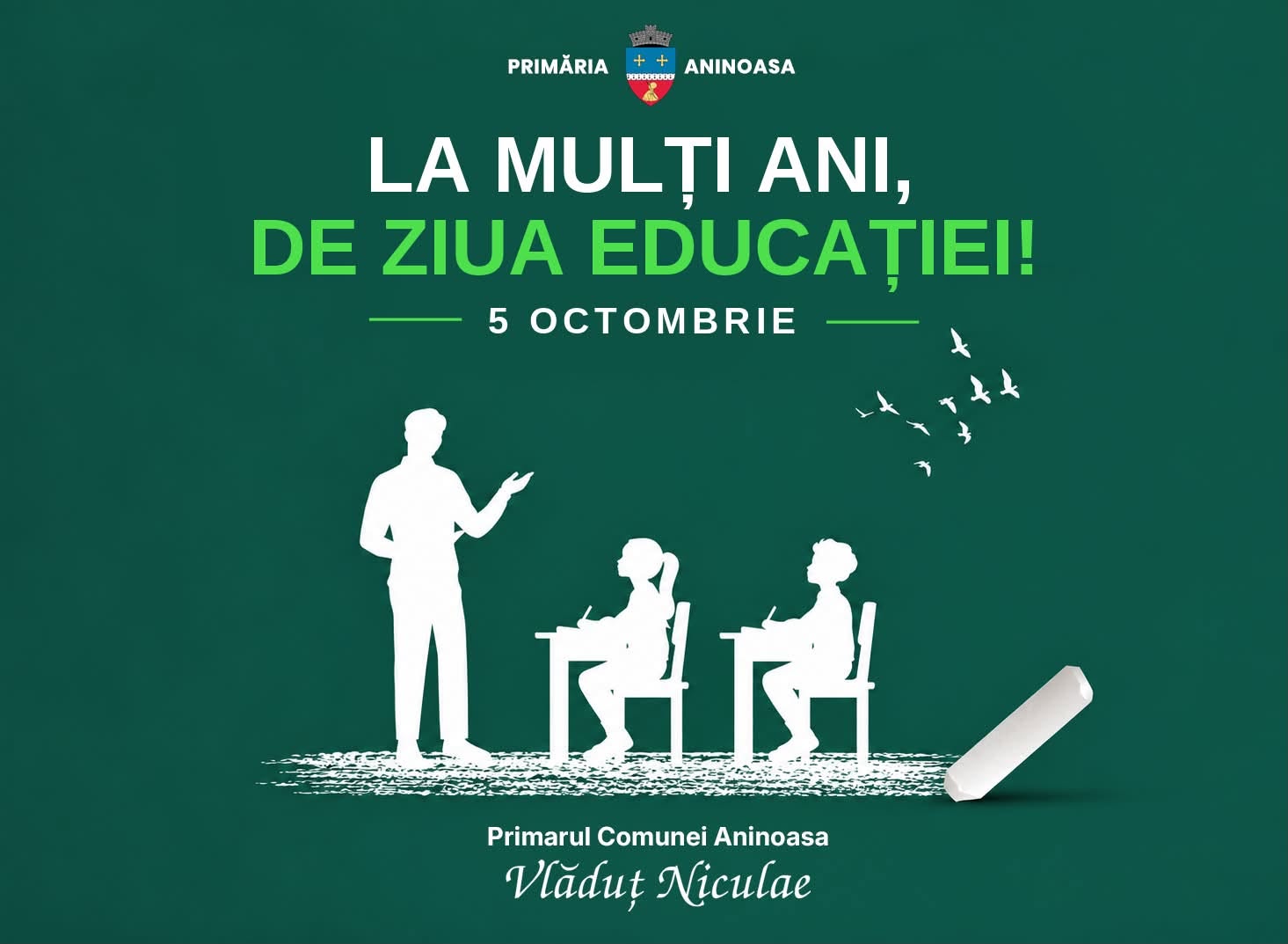 You are currently viewing Ziua Educației, la Aninoasa. Vlăduț Niculae: O comunitate care își respectă școala și dascălii își construiește viitorul