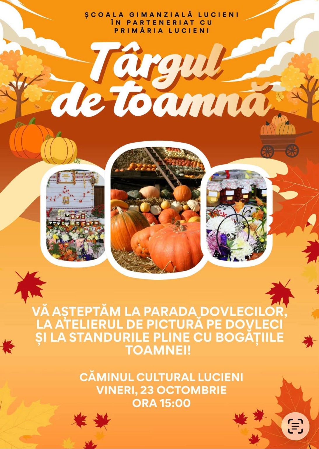 You are currently viewing Parada dovlecilor, ateliere de creație și bunătăți de sezon, la Târgul de Toamnă din Lucieni