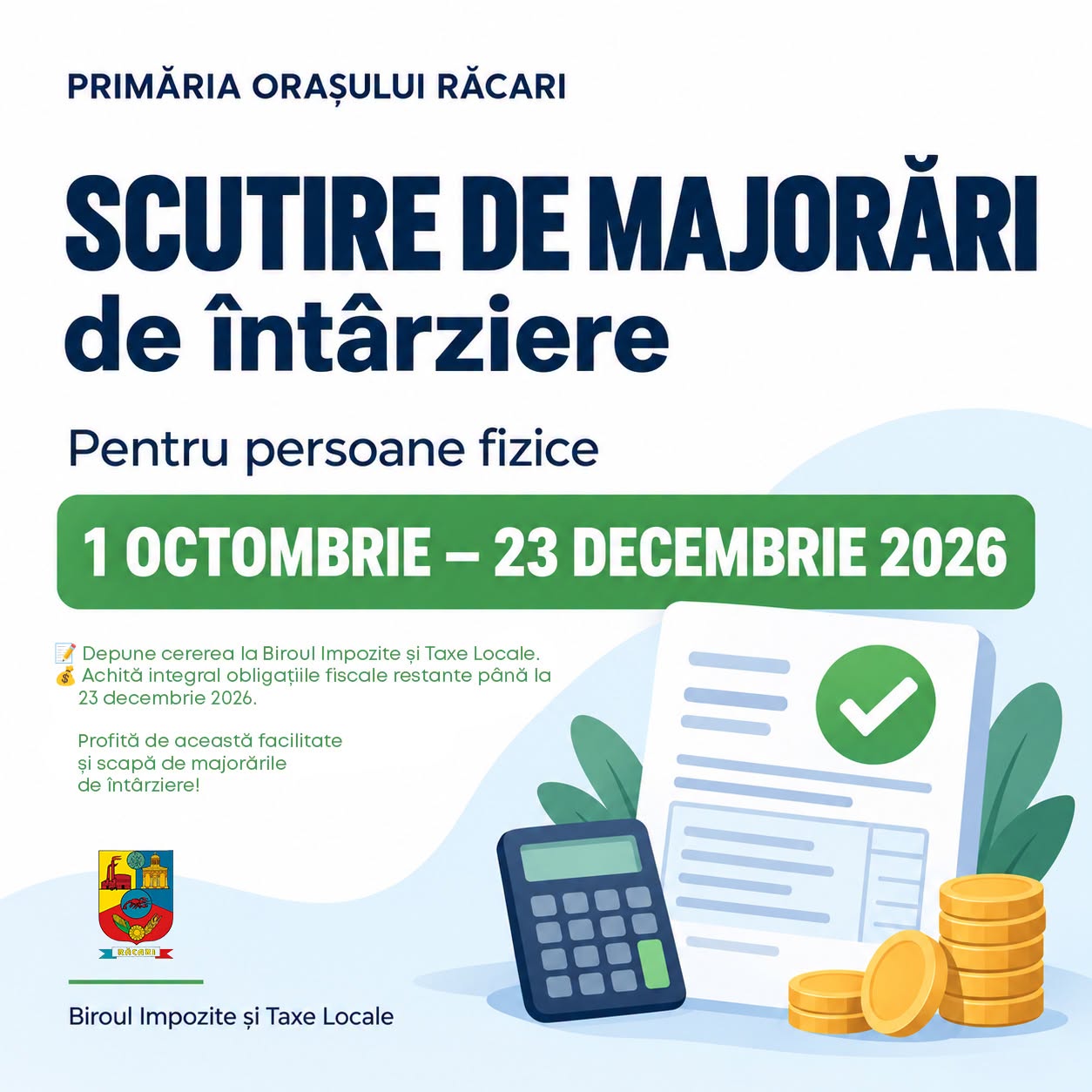 You are currently viewing Contribuabilii din Răcari pot scăpa de majorările de întârziere. Facilitatea este valabilă până pe 23 decembrie